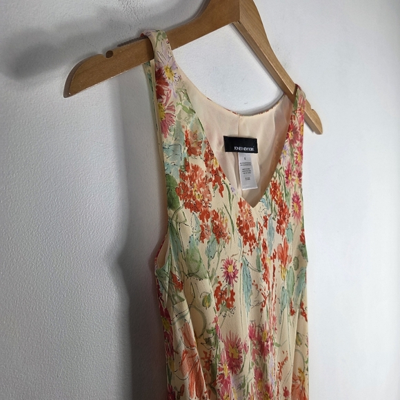 Jones New York Silk Vintage 90s Y2K Watercolor Floral Maxi Sheath Slip Dress - Picture 4 of 11